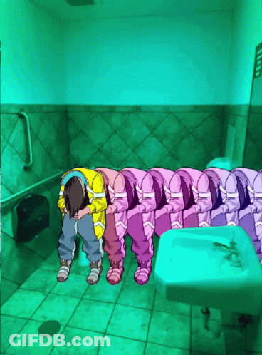 Cartoon People Sitting In Bathroom GIF