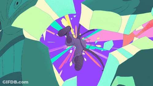Cartoon Person Falling Through Purple Tunnel GIF