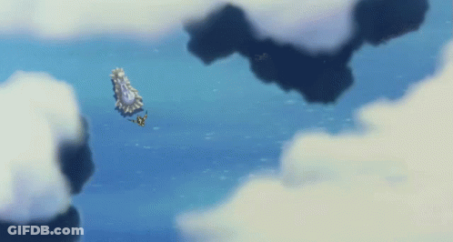 Cartoon Person Flying Through Sky GIF