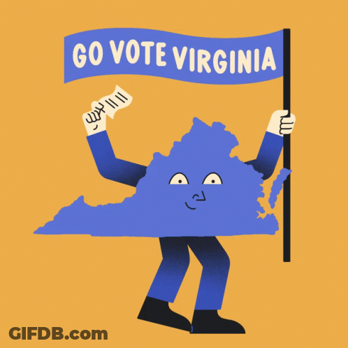 Cartoon Person Holding Go Vote Virginia Flag GIF