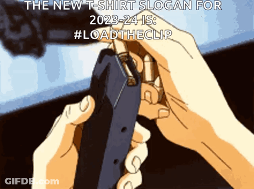 Cartoon Person Holding Gun Saying Load The Clip GIF