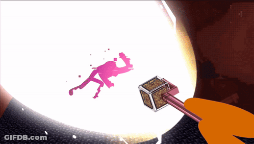 Cartoon Person Holding Hammer And Cube GIF