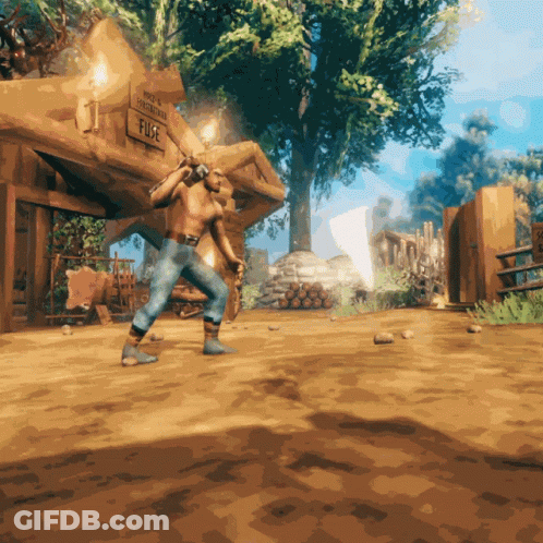 Cartoon Person Holding Hammer Get On Valheim GIF