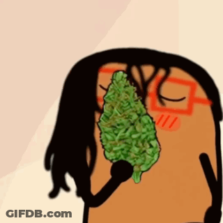 Cartoon Person Holding Marijuana Bud GIF