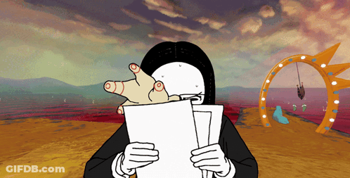 Cartoon Person Holding Paper GIF