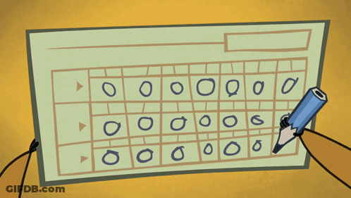Cartoon Person Holding Pencil Over Number Grid GIF