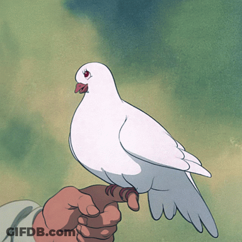 Cartoon Person Holding White Dove GIF