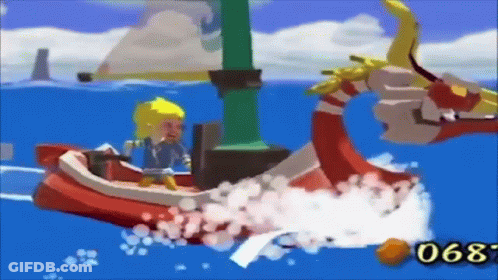Cartoon Person In Boat On Ocean With Number 068 GIF