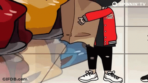 Cartoon Person In Red Jacket And White Sneakers GIF