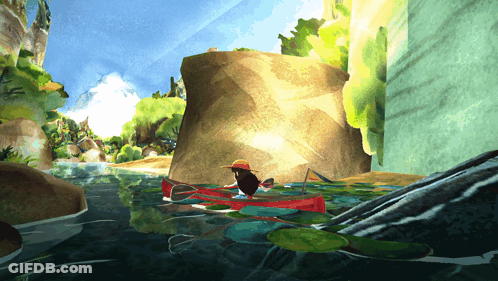 Cartoon Person In Red Kayak GIF