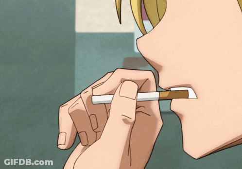 Cartoon Person Lighting Cigarette With Lighter GIF