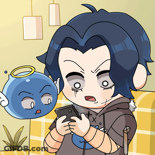 Cartoon Person Looking At Phone GIF