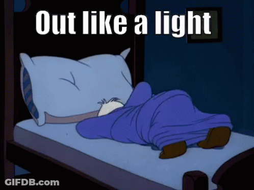 Cartoon Person Lying In Bed Saying Out Like A Light GIF