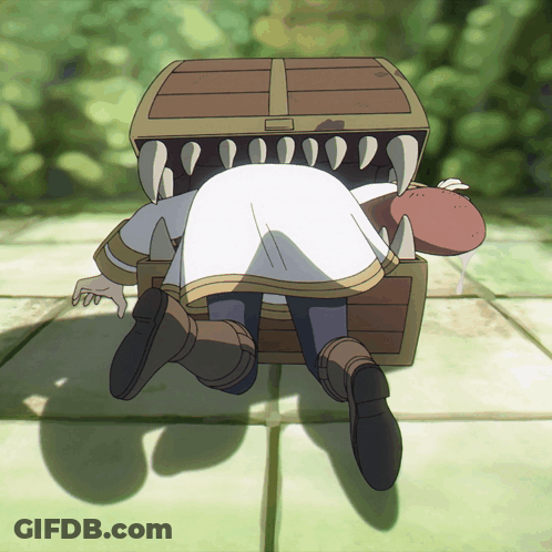 Cartoon Person Lying In Treasure Chest GIF