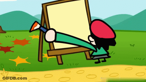 Cartoon Person Painting On Easel GIF