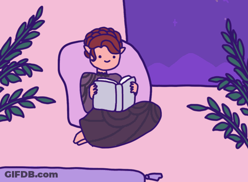 Cartoon Person Reading Book On Couch GIF