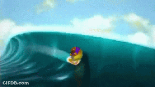 Cartoon Person Riding A Wave GIF
