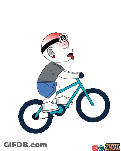 Cartoon Person Riding Bike With Word Zhout GIF