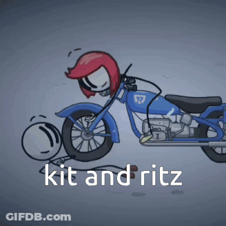 Cartoon Person Riding Motorcycle Kit And Ritz GIF