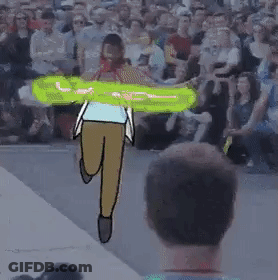 Cartoon Person Running With Green Object GIF