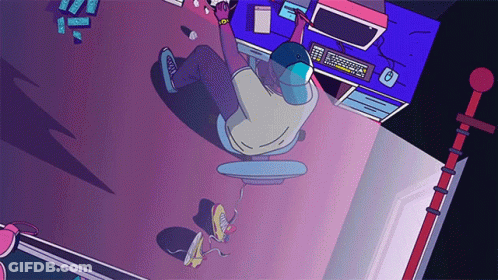 Cartoon Person Sitting At Computer Desk GIF