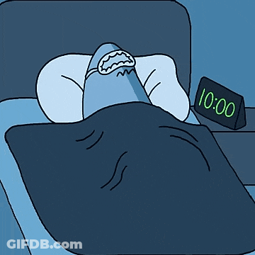 Cartoon Person Sleeping In Bed Beside Clock 2:00 GIF