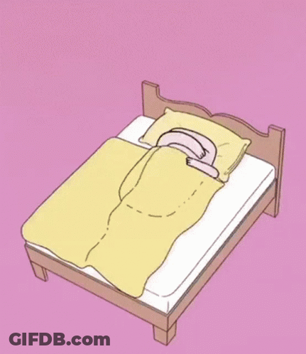 Cartoon Person Sleeping On Bed With Pillow And Blanket GIF