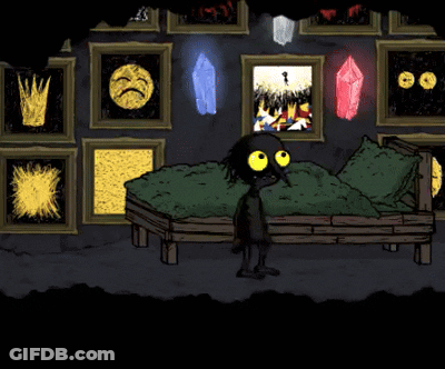 Cartoon Person Standing Next To Bed GIF