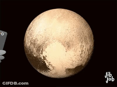 Cartoon Person Taking Photo Of Pluto With Cell Phone GIF