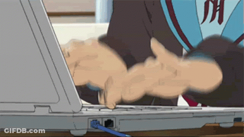 Cartoon Person Using Laptop With Letter H GIF