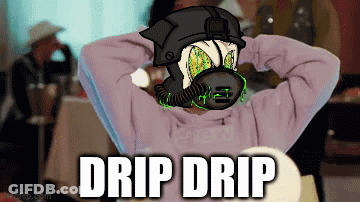 Cartoon Person Wearing Gas Mask With Drip Drip Above GIF