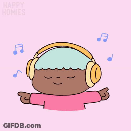 Cartoon Person Wearing Headphones Happy Homies GIF