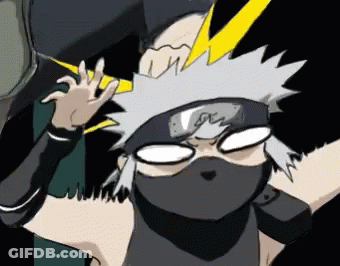 Cartoon Person Wearing Mask With Yellow Lightning Bolt GIF