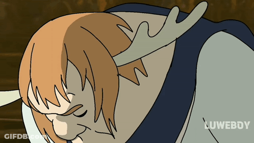 Cartoon Person With Antlers And Luwebdy GIF