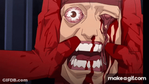 Cartoon Person With Blood Coming Out Of Eyes And Mouth GIF