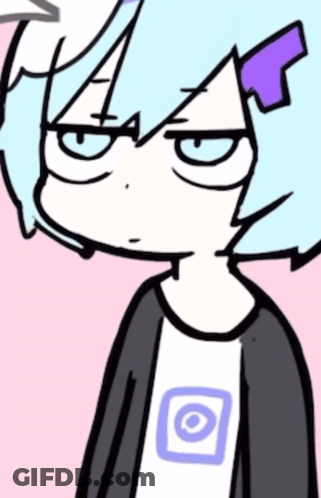 Cartoon Person With Blue Hair And Circle Shirt GIF
