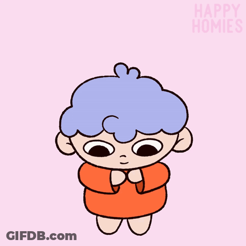 Cartoon Person With Blue Hair Saying Happy Homieo GIF