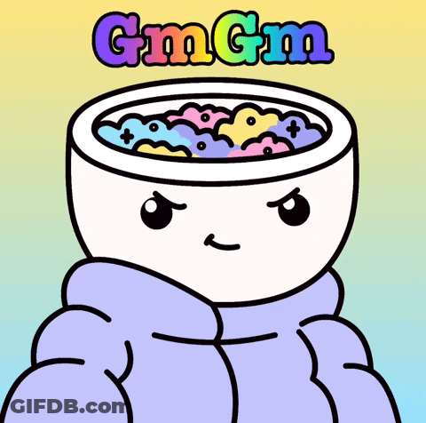 Cartoon Person With Cereal Bowl Saying G'm G'm GIF