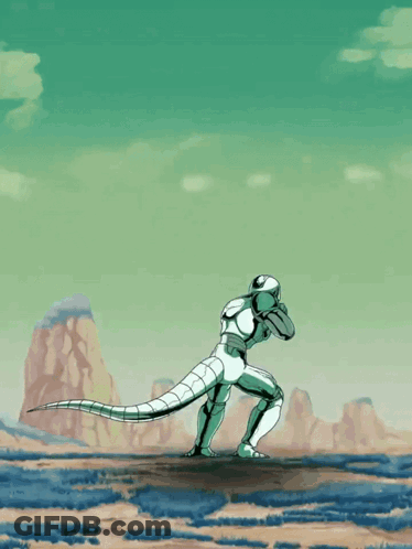 Cartoon Person With Dragon Tail Holding Sword GIF