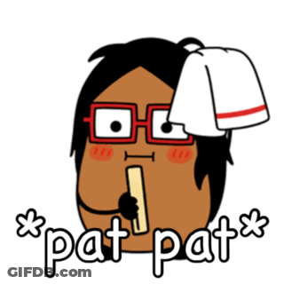 Cartoon Person With Glasses And Towel Saying Pat Pat GIF