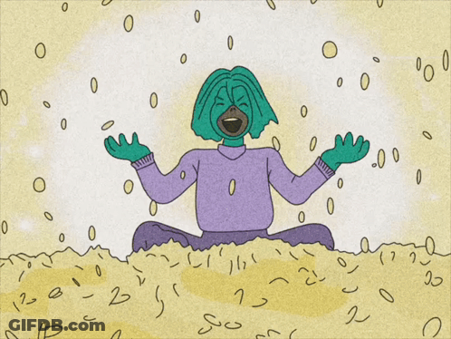 Cartoon Person With Green Hair And Purple Shirt GIF