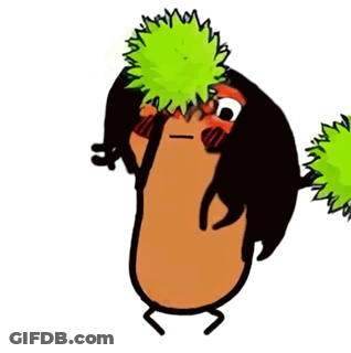 Cartoon Person With Green Pom Poms GIF