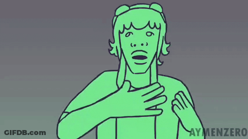 Cartoon Person With Hands On Chest Saying Aymenzero GIF