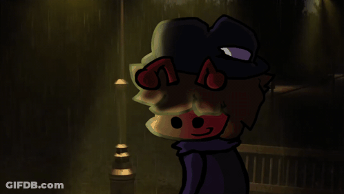 Cartoon Person With Hat And Red Eyes GIF