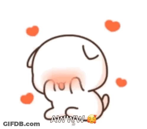 Cartoon Person With Hearts And Awww GIF