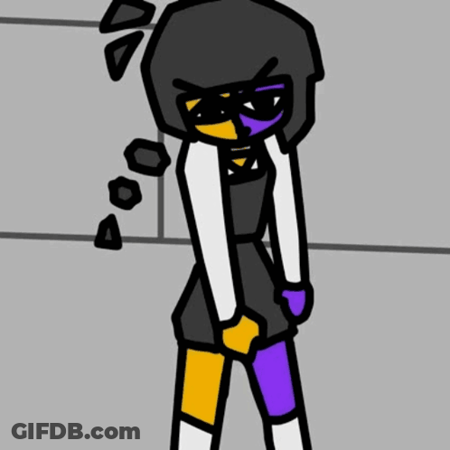 Cartoon Person With Purple Face GIF