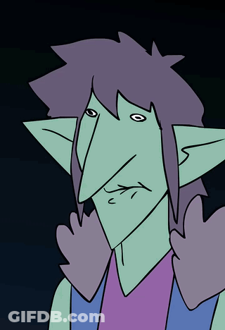Cartoon Person With Purple Hair And Green Ears GIF