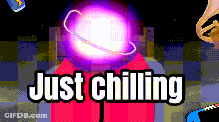 Cartoon Person With Purple Light Saying Just Chilling GIF