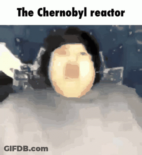 Cartoon Person With The Chernobyl Reactor Above GIF