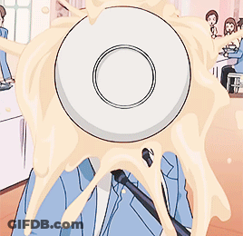 Cartoon Person With White Plate On Head GIF